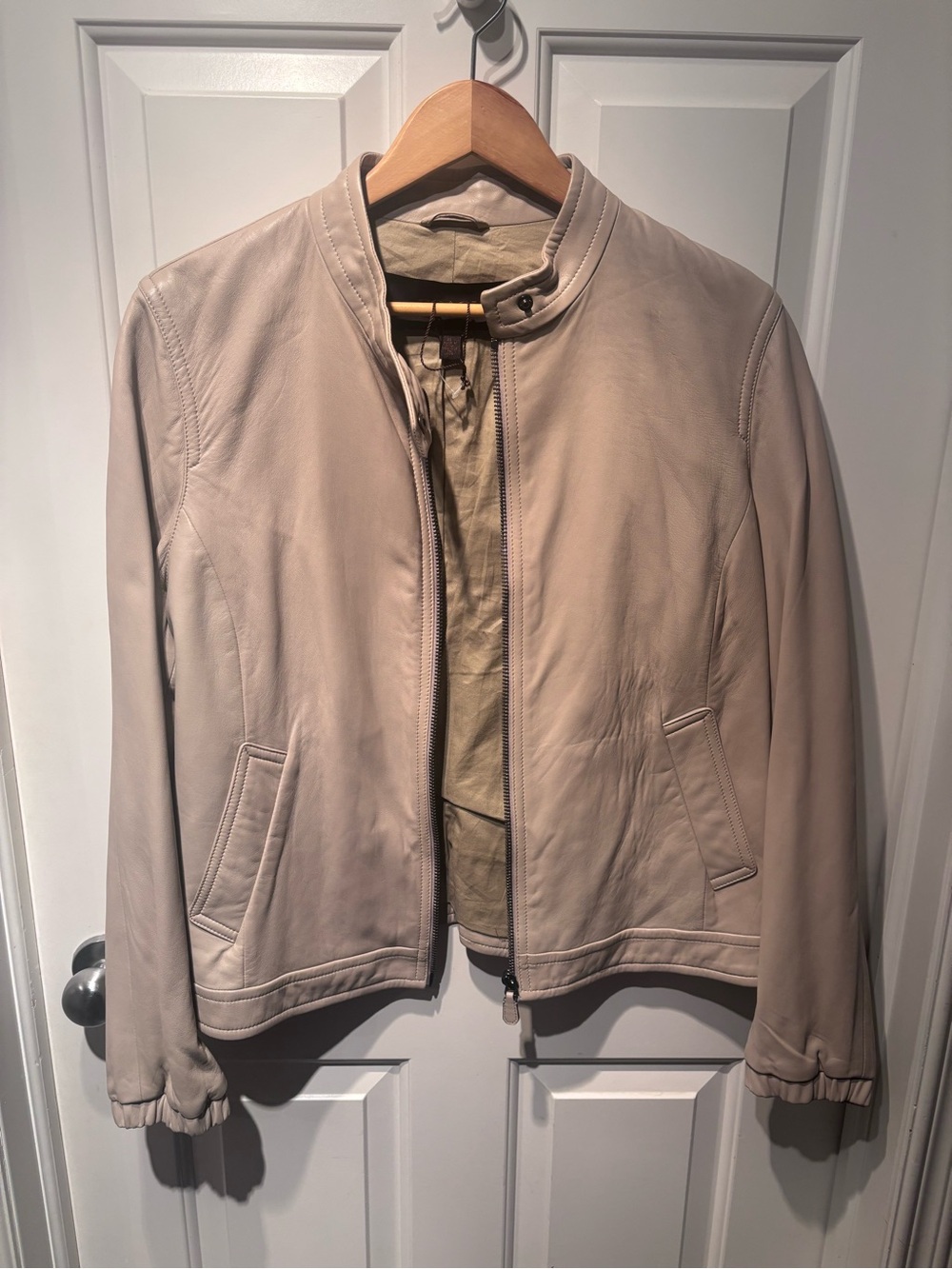 Coach 83635 Women's Leather Zip Jacket in Camel/Tan